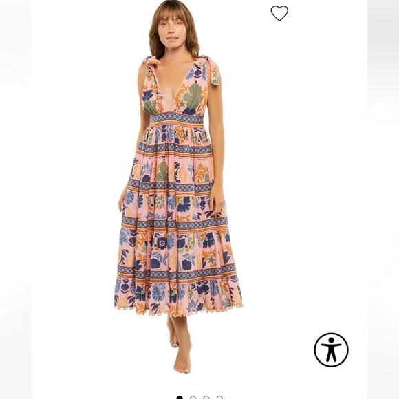 knee length dresses for ladies Pink Seashell Tapestry Midi Dress  FARM Rio